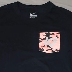 Black Nike Tee with Pink Camo Pocket